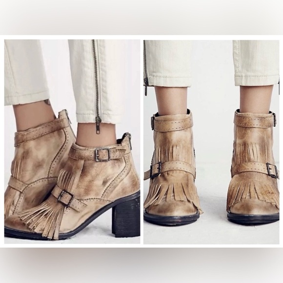 FREE PEOPLE Women's Giddy-Up  Leather Ankle Boots Size 7.5M - Picture 2 of 14